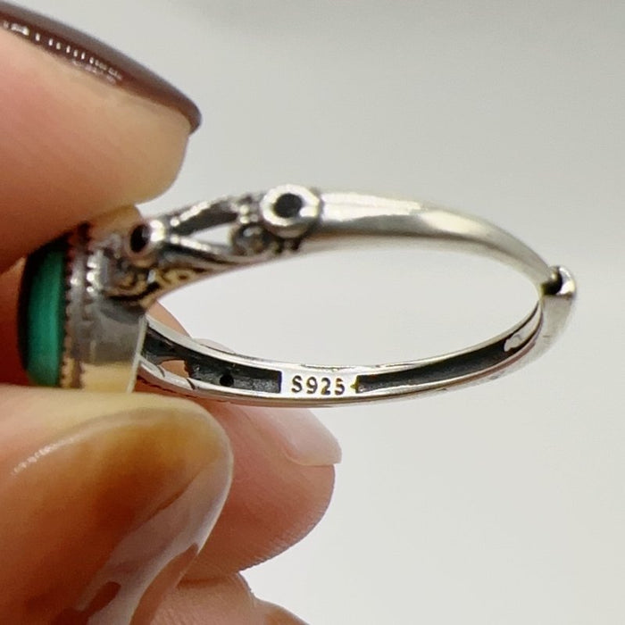 High Quality S925 Sterling Silver Malachite Ring Wholesale