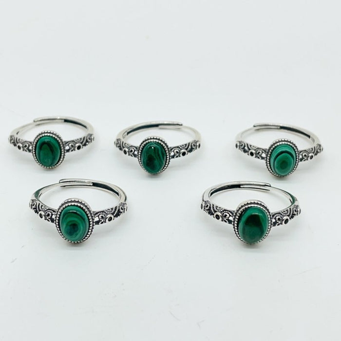 High Quality S925 Sterling Silver Malachite Ring Wholesale