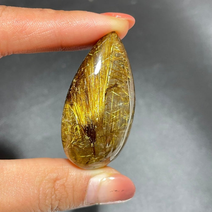 High Quality Spark Golden Rutile Teardrop Pendant