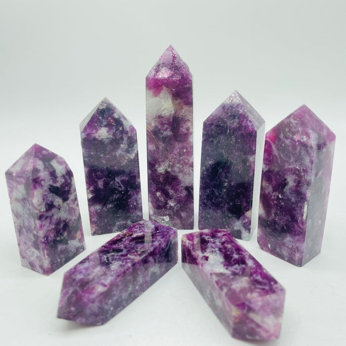High Quality Spark Lepidolite Four-Sided Tower Points Wholesale