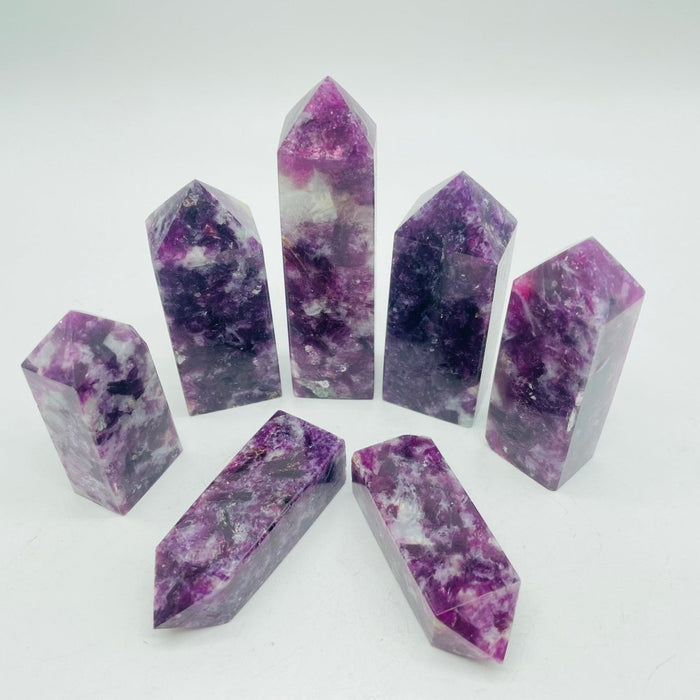 High Quality Spark Lepidolite Four-Sided Tower Points Wholesale