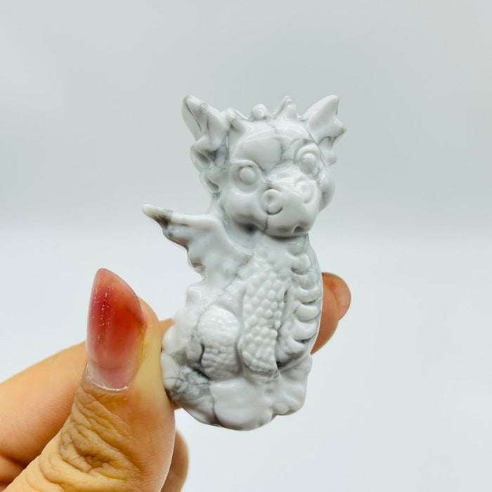 Howlite Garden Baby Dragon Carving Wholesale