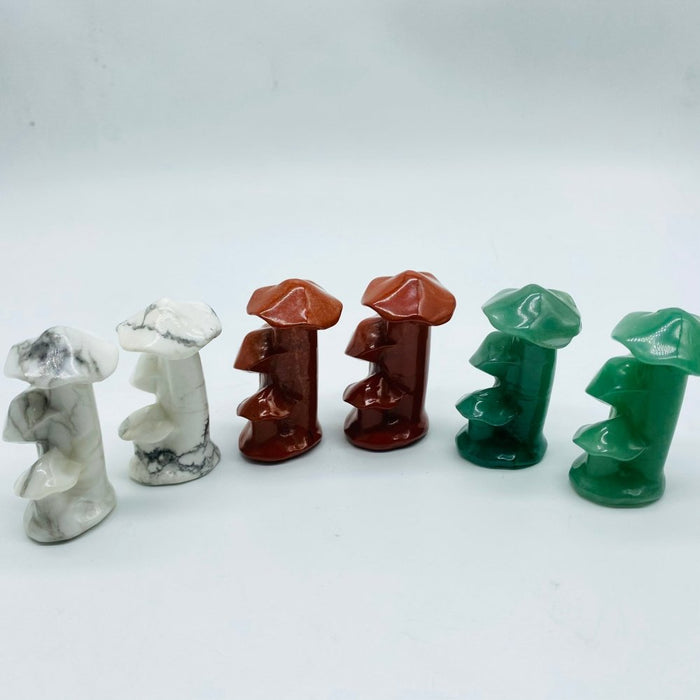 Howlite&Red Jasper Aventurine Mushroom Tree Carving Wholesale