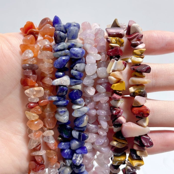 Irregular Crystal Chips Stone DIY Black Tourmaline Lepidolite Loose Beads #5