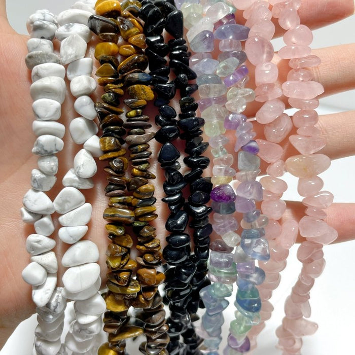 Irregular Crystal Chips Stone DIY Rose Quartz Obsidian Loose Beads #2