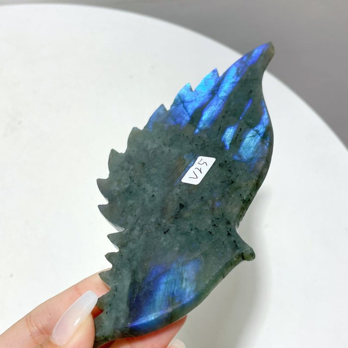 Labradorite Angel Wing Carving With Stand