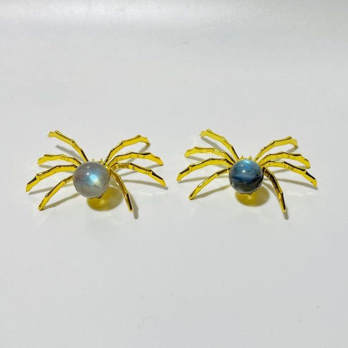 Labradorite Crystal Sphere Spider Ornament Handmade Alloy Spider Wholesale