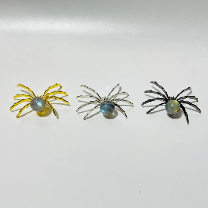 Labradorite Crystal Sphere Spider Ornament Handmade Alloy Spider Wholesale