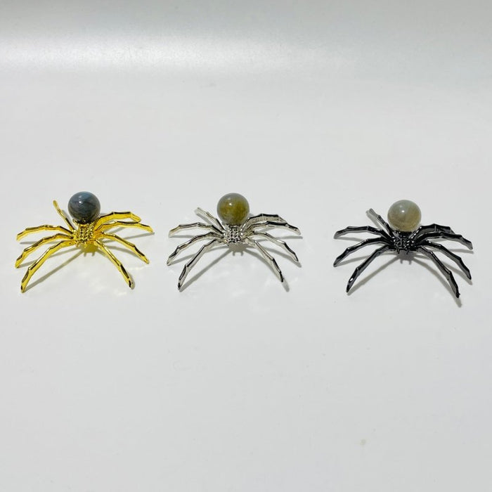 Labradorite Crystal Sphere Spider Ornament Handmade Alloy Spider Wholesale
