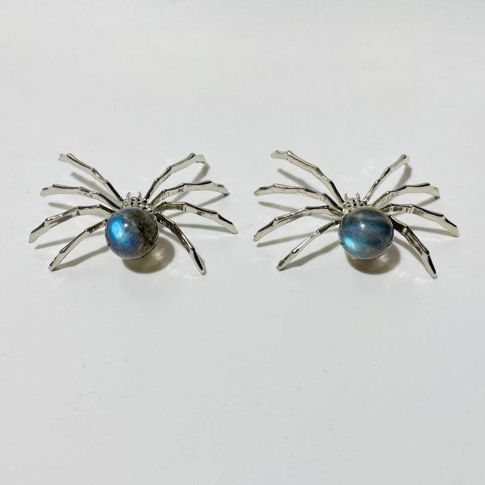 Labradorite Crystal Sphere Spider Ornament Handmade Alloy Spider Wholesale