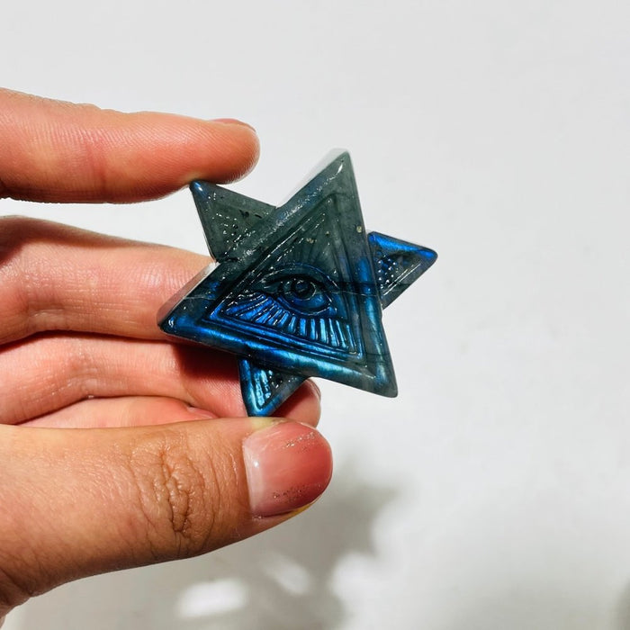 Labradorite Evil Eye Star Carving Wholesale