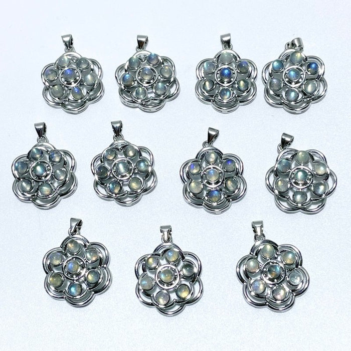 Labradorite Flower Shape Rotatable Pendant Wholesale