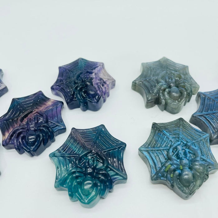 Labradorite Fluorite Spider Carving Wholesale