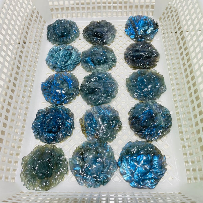 Labradorite Lion Head Carving Wholesale
