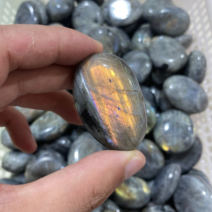 Purple Yellow Labradorite Palm Stone 1kg(2.2lbs) Wholesale