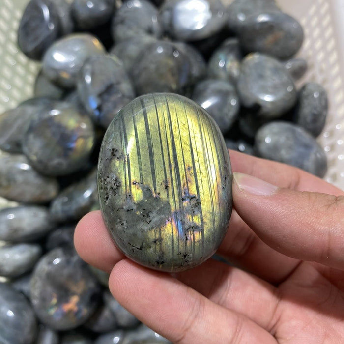 Purple Yellow Labradorite Palm Stone 1kg(2.2lbs) Wholesale