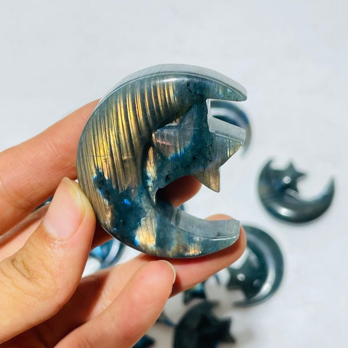 Labradorite Star And Moon Carving Wholesale