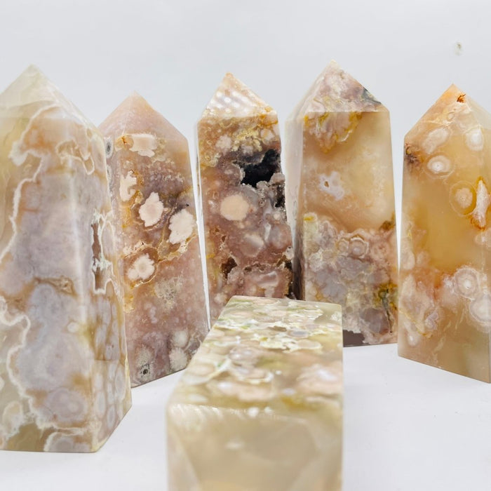 Large Fat Sakura Agate Four-Sided Tower Point Wholesale