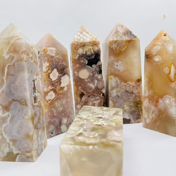 Large Fat Sakura Agate Four-Sided Tower Point Wholesale