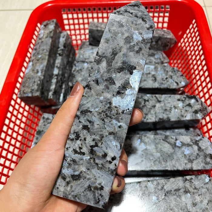 Large Larvikite Four-Sided Tower Points Wholesale