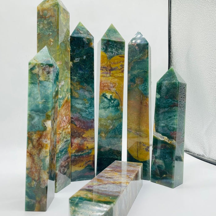 Large Ocean Jasper Four-Sided Tower Point Wholesale