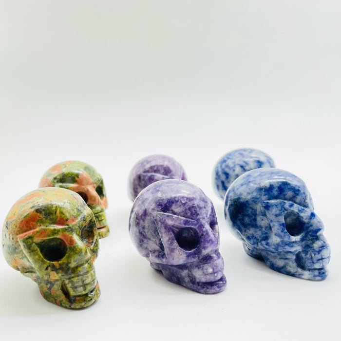 Lepidolite Unakite Blue Dot Alien Ghost Skull Wholesale