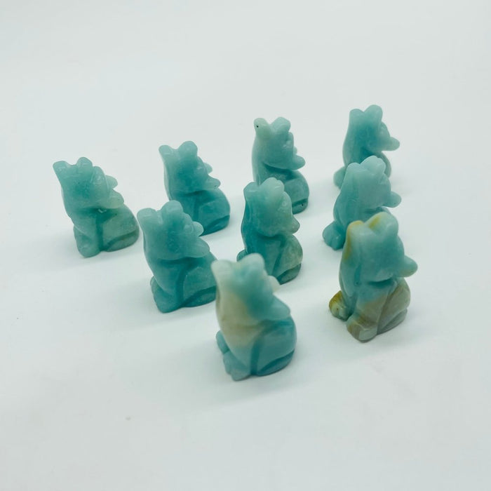 Mini Caribbean Calcite Wolf Carving Wholesale