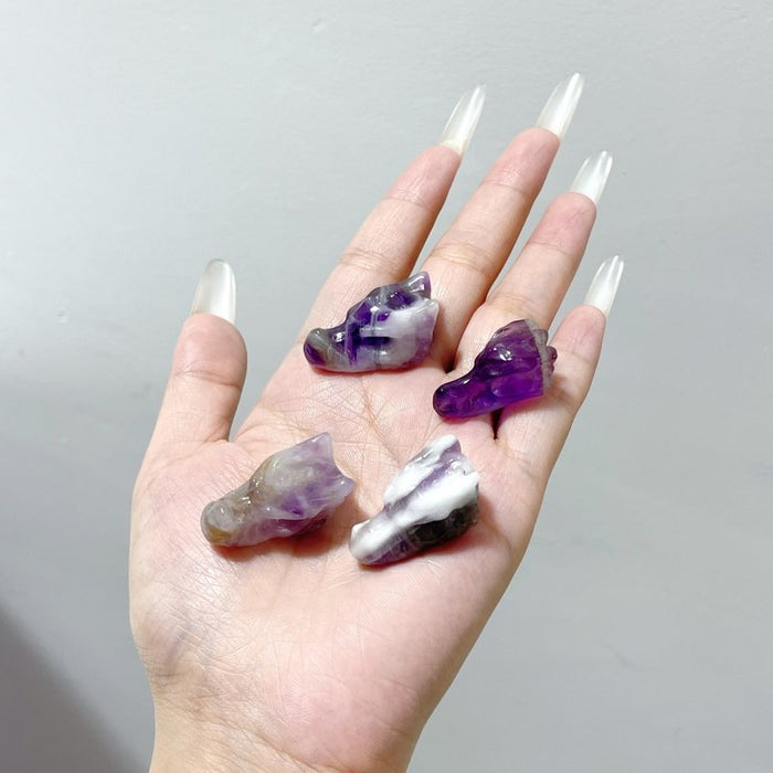 Mini Chevron Amethyst Dragon Head Carving Wholesale