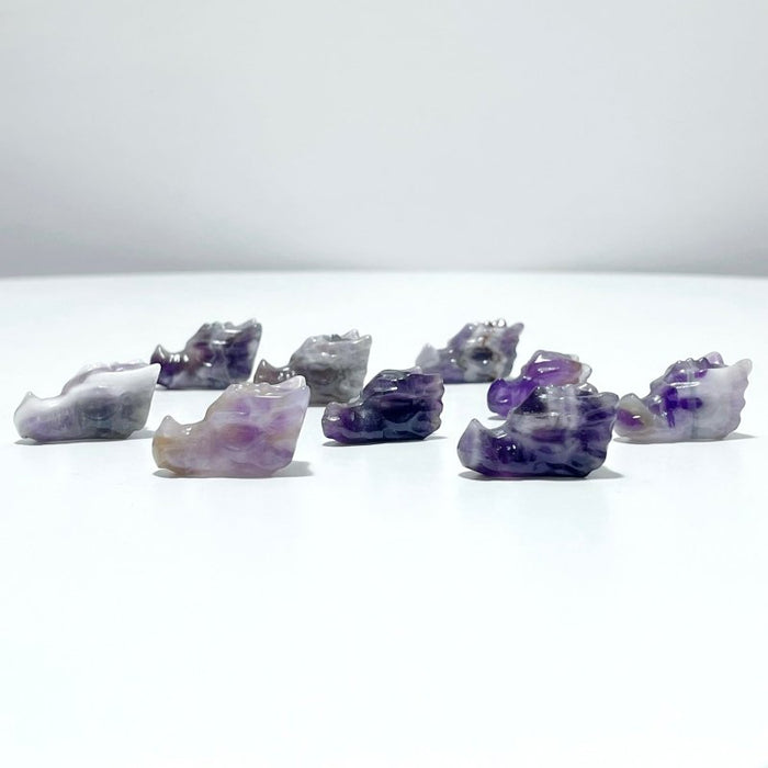 Mini Chevron Amethyst Dragon Head Carving Wholesale