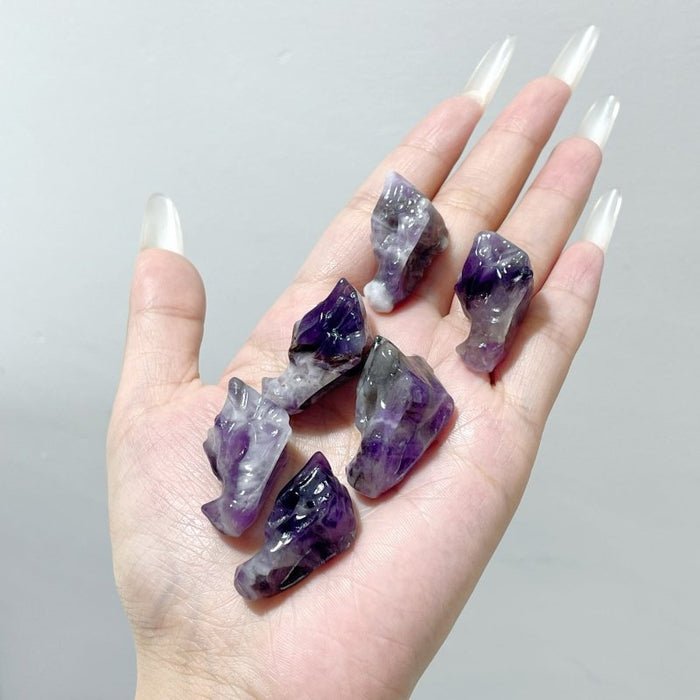 Mini Chevron Amethyst Dragon Head Carving Wholesale