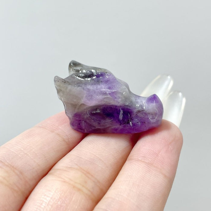 Mini Chevron Amethyst Dragon Head Carving Wholesale