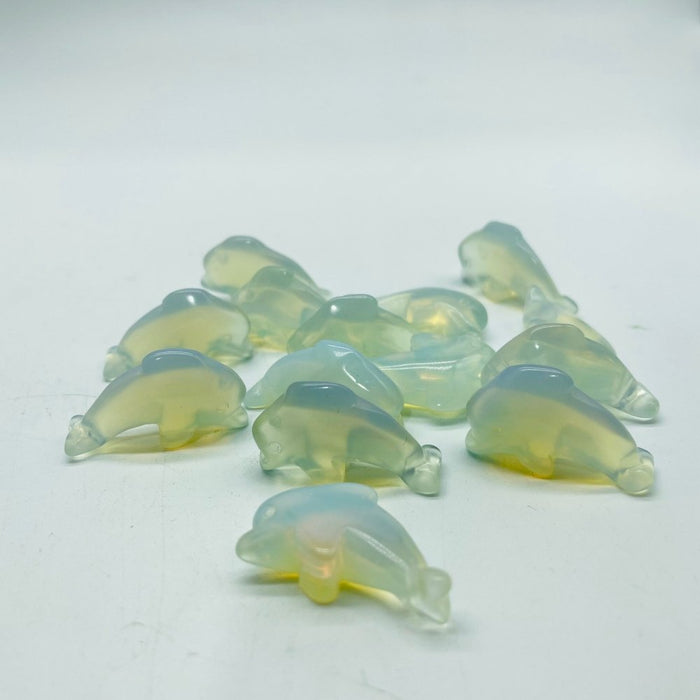 Mini Dolphin Green Aventurine&Opalite Carving Animals Wholesale