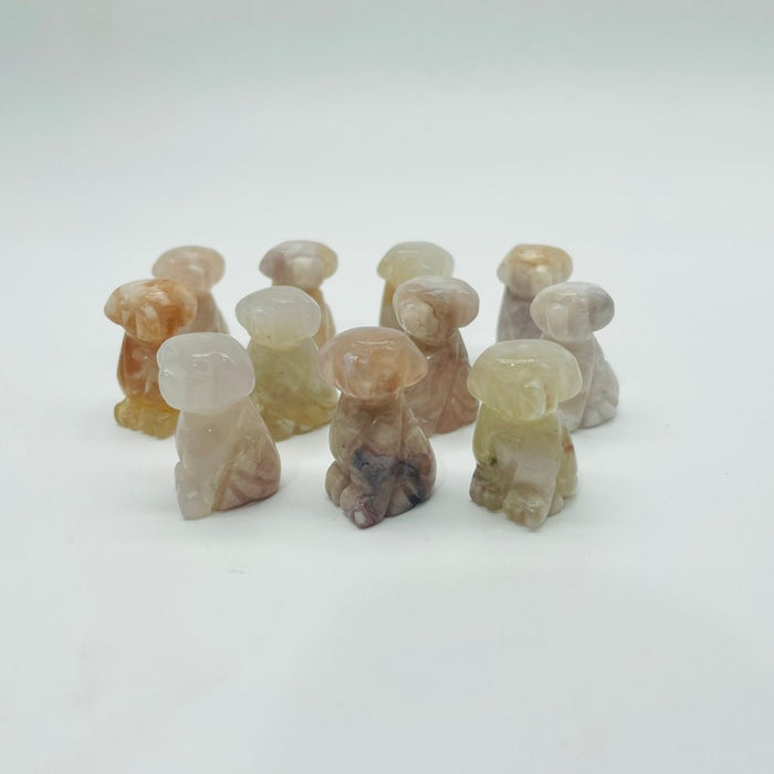 Mini Flower Agate Dog Sakura Agate Carving Wholesale