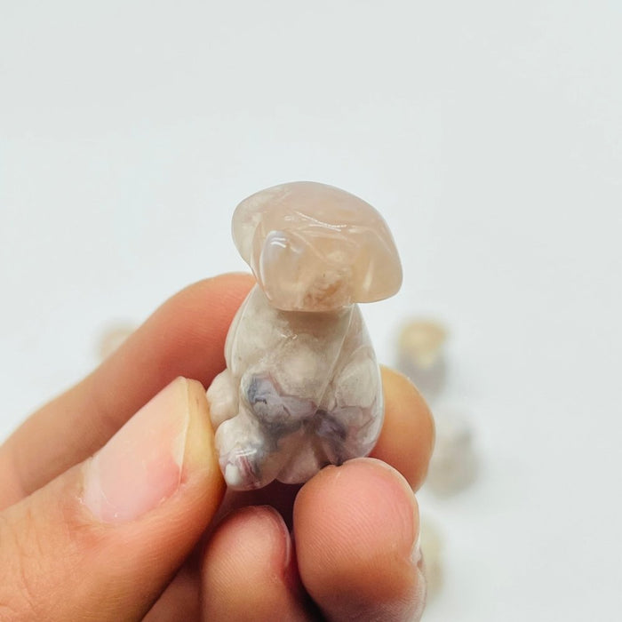 Mini Flower Agate Dog Sakura Agate Carving Wholesale