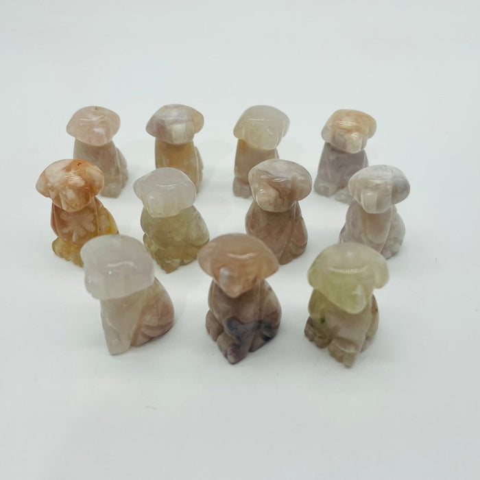 Mini Flower Agate Dog Sakura Agate Carving Wholesale