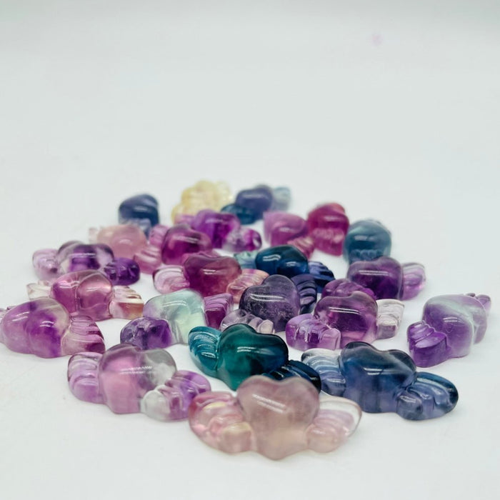 Mini Fluorite Heart Wing Carving Wholesale