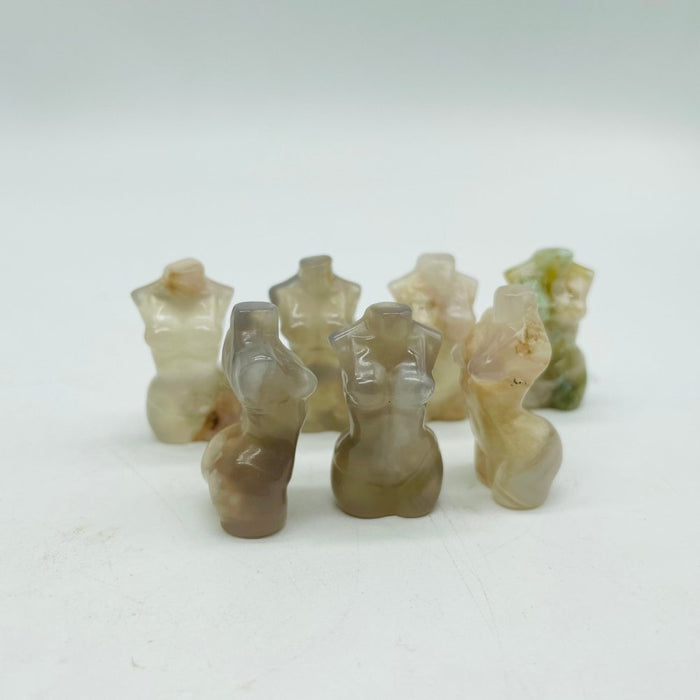 Mini Goddess Obsidian & Sakura Agate Carving Wholesale