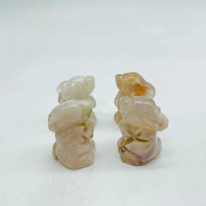 Mini Rabbit Carving Animal Rose Quartz&Moss Agate Wholesale