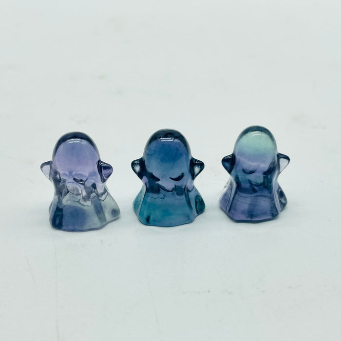 Mini Rainbow Fluorite Halloween Ghost Carving Wholesale
