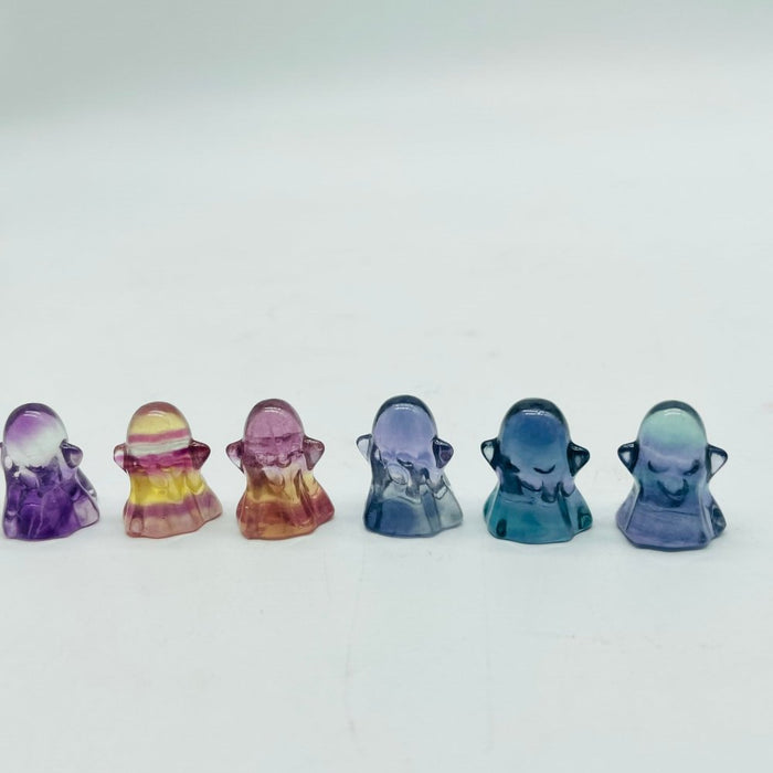 Mini Rainbow Fluorite Halloween Ghost Carving Wholesale