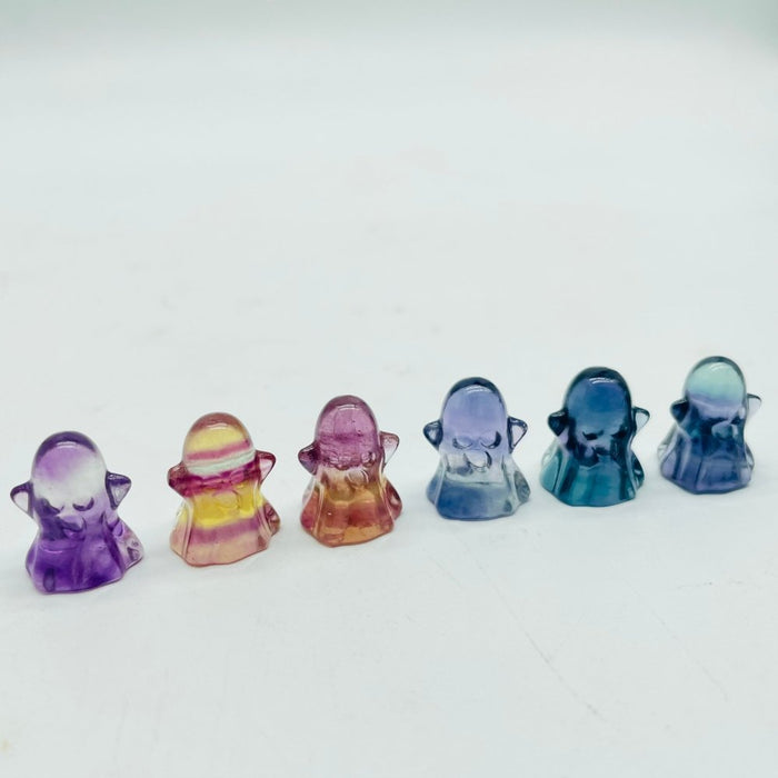 Mini Rainbow Fluorite Halloween Ghost Carving Wholesale
