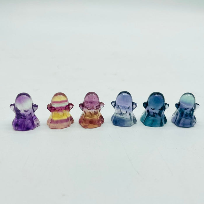Mini Rainbow Fluorite Halloween Ghost Carving Wholesale
