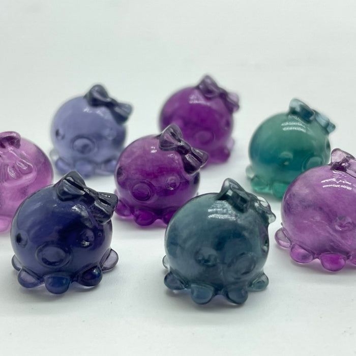 Mini Rainbow Fluorite Octopus Carving Wholesale
