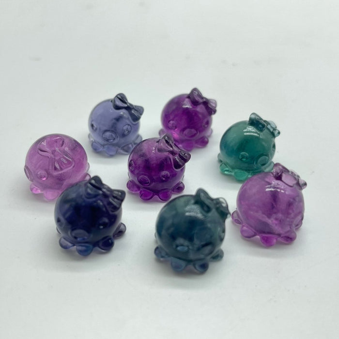 Mini Rainbow Fluorite Octopus Carving Wholesale
