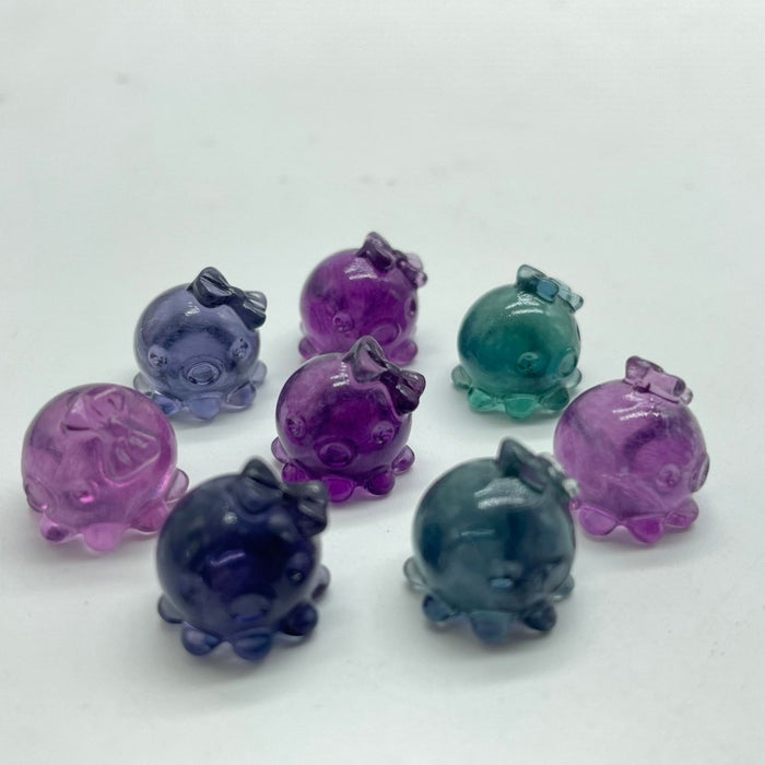 Mini Rainbow Fluorite Octopus Carving Wholesale