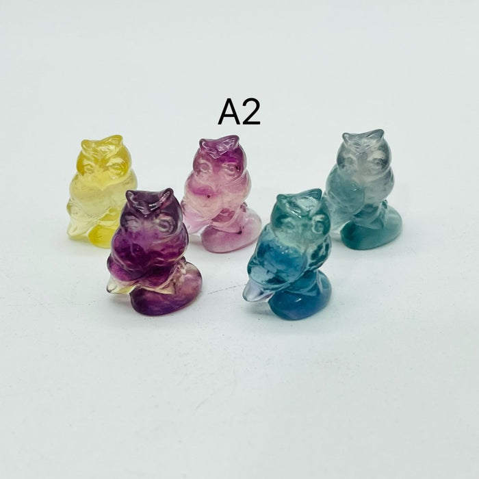 Mini Rainbow Fluorite Owl Carving Wholesale