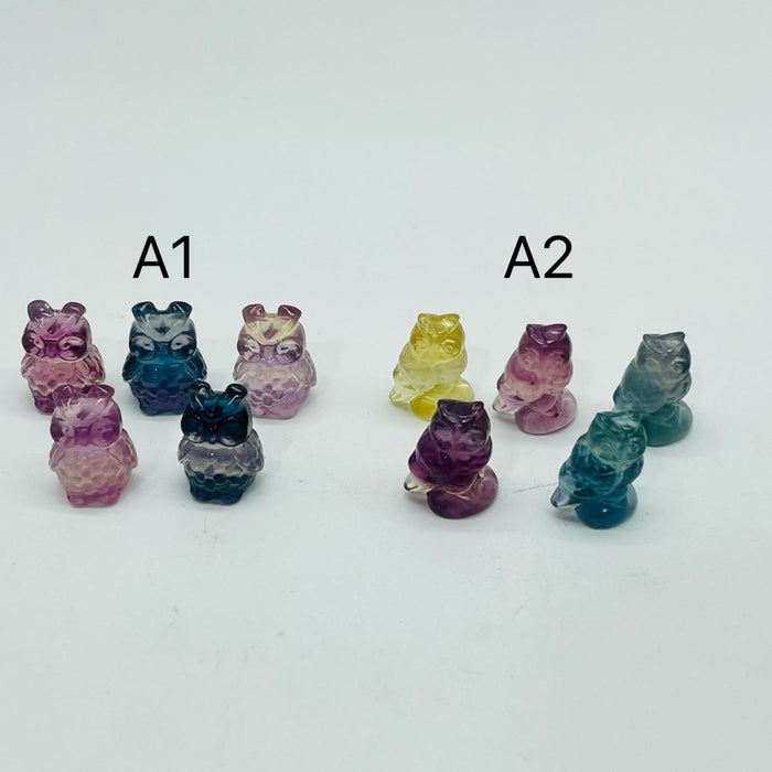 Mini Rainbow Fluorite Owl Carving Wholesale