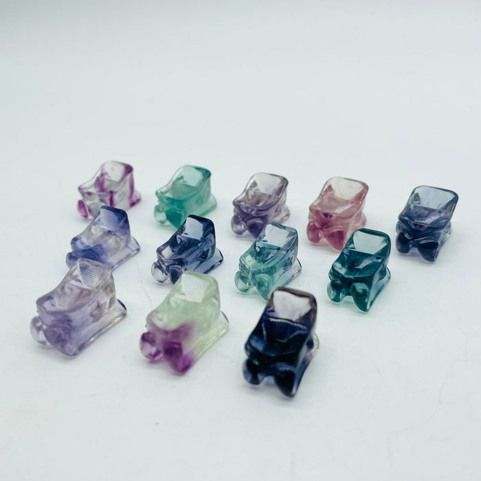 Mini Rainbow Fluorite Sled Carving Wholesale