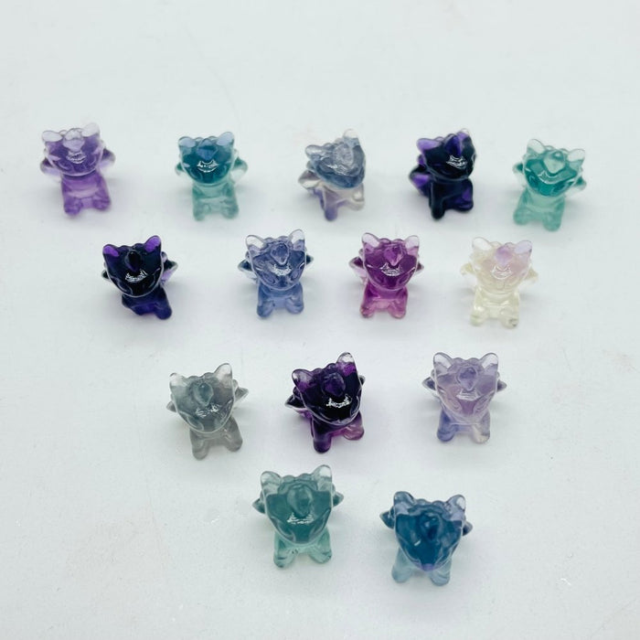 Mini Rainbow Fluorite Toothless Dragon Carving Crystals Wholesale