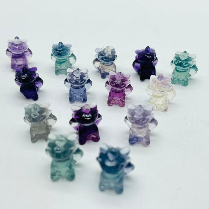 Mini Rainbow Fluorite Toothless Dragon Carving Crystals Wholesale